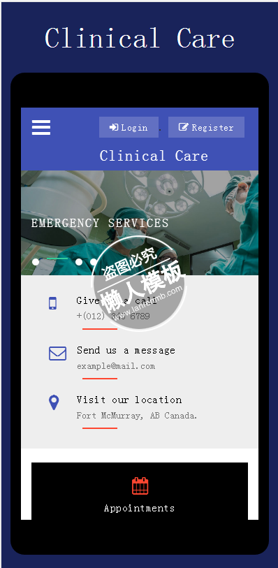 clinical care医院官网手机版html5手机wap医院网站模板免费下载
