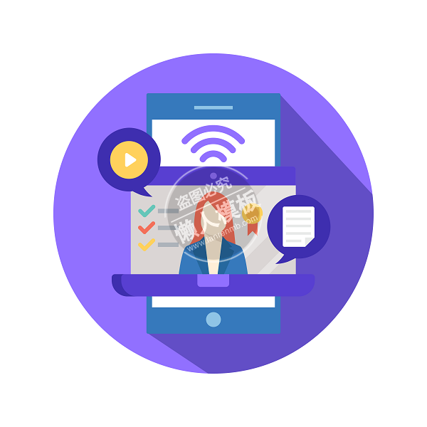 元素网络教学紫色图标ui界面设计移动端手机网页AI素材下载