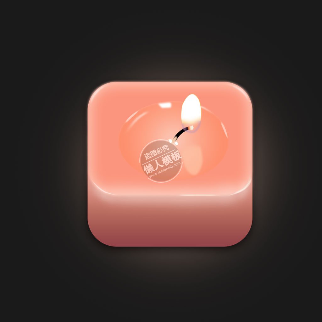 点燃的红色方形蜡烛图标ui界面设计移动端手机网页psd素材下载