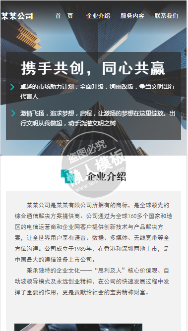 飞扬通信设备自适应响应式企业网站双模板下载