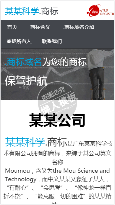 某某科学商标注册公司自适应响应式企业网站双模板下载