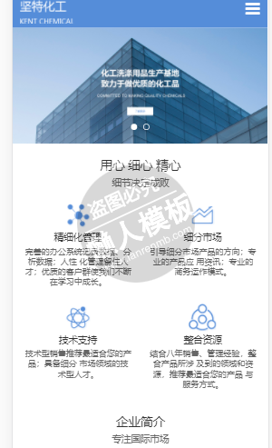 坚特化工自适应响应式化工网站双模板下载