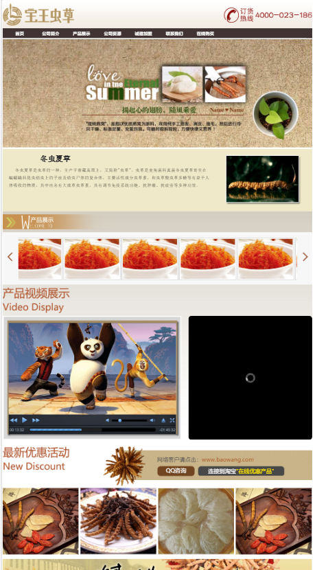 宝王虫草养生展示网站自适应响应式健康网站模板免费下载