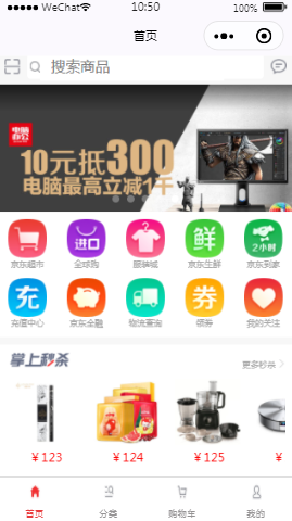 掌上商城首页样式布局小程序模板源码免费下载