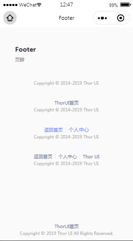 Thor UI页脚内容页样式布局  小程序模板源码免费下载