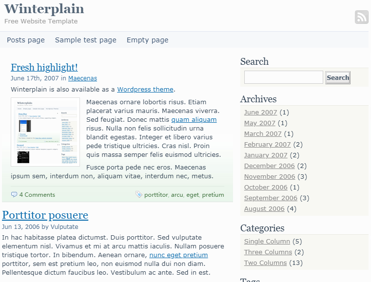 冬季平原英文首页html5自适应响应式企业网站模板免费下载