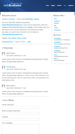 简约商务博客内容页html5自适应响应式企业网站模板免费下载