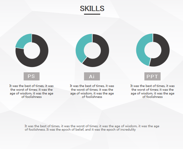 炫酷简约蓝色英文简历个人技能单页模板免费下载