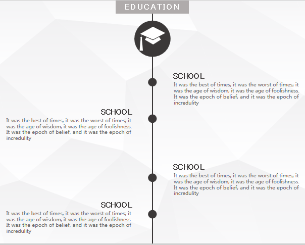 炫酷简约蓝色英文简历教育背景单页模板免费下载