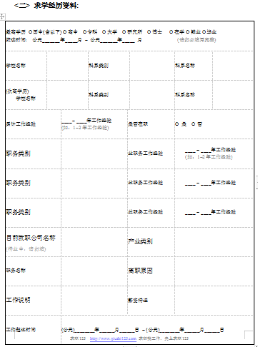 个人求学经历表格简历空白简历模板免费下载