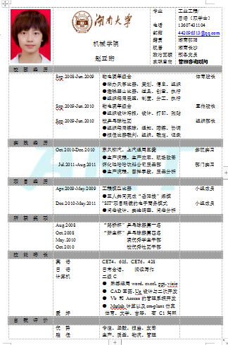 中文灰色标准填写空白简历模板免费下载