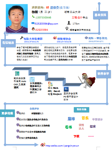 蓝色造价员实习生简历空白简历模板免费下载