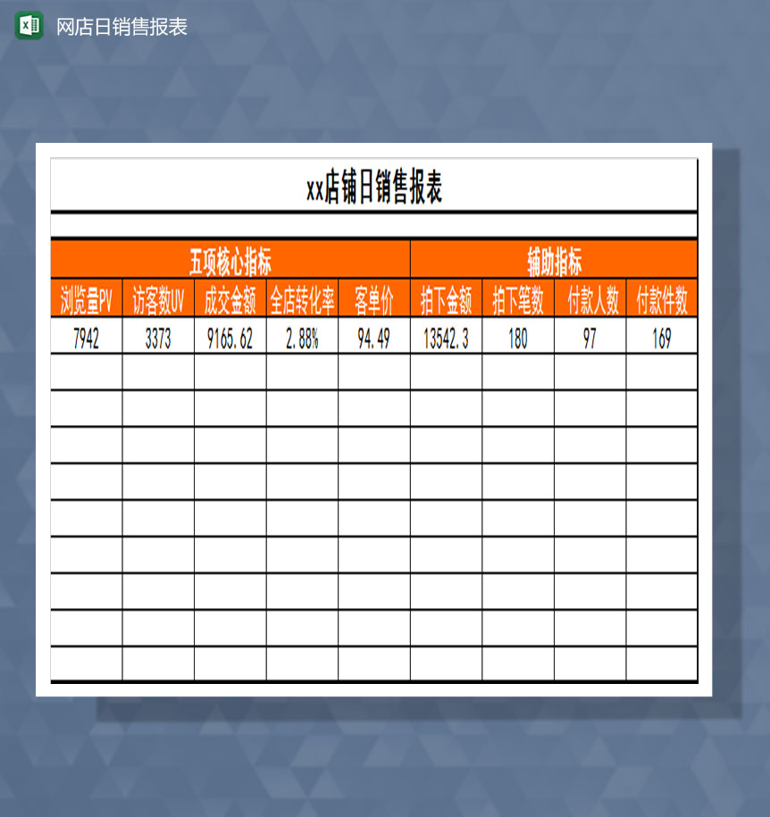 网店日销售报表Excel模板-1