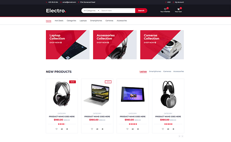 黑红电子商务商城购物网站模板响应式自适应HTML5网站模板免费下载