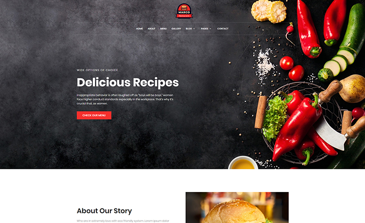 一个引人入胜的免费响应式餐厅美食模板自适应HTML5网站模板免费下载