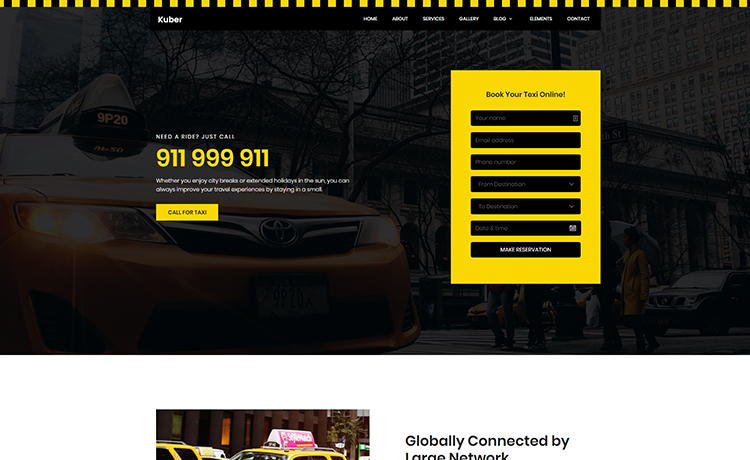 一个令人印象深刻免费Bootstrap5出租车Taxi的士网约车运输业务网站模板自适应HTML5网站模板免费下载