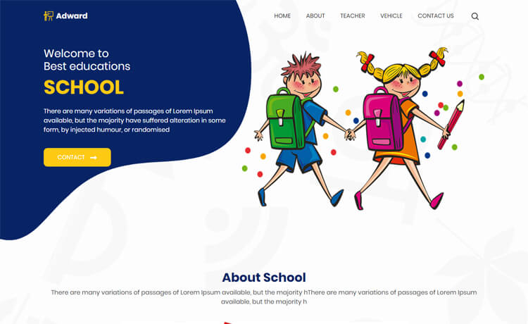优雅设计出色外观免费 Bootstrap 4 艺术学校幼儿园课程学术教育机构网站模板自适应HTML5网站模板免费下载
