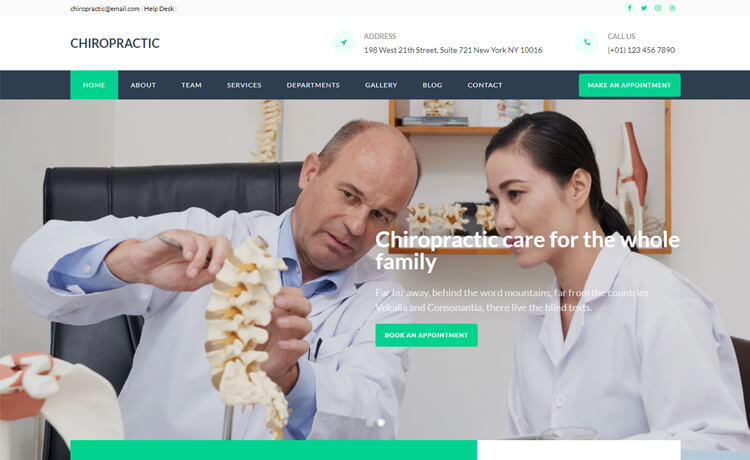 一系列引人注目的特性免费响应 Bootstrap 4 脊椎按摩医疗门诊所医院健康网站模板自适应HTML5网站模板免费下载