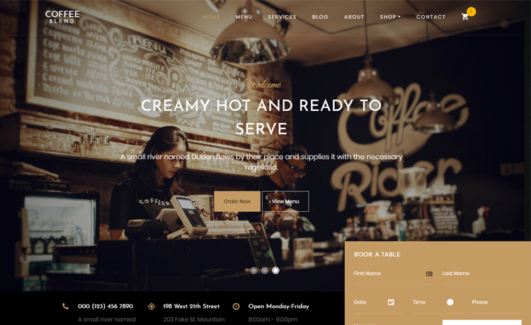 免费黑暗的外观Bootstrap 4 咖啡在线预约购物网站模板自适应HTML5网站模板免费下载