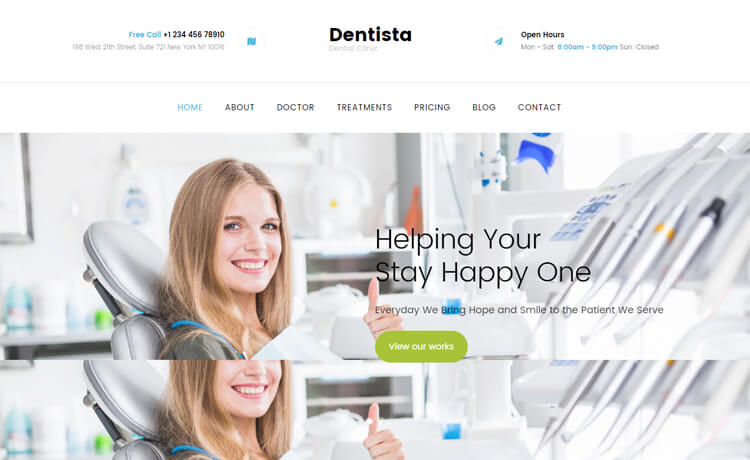 引人注目的免费 Bootstrap 4 响应式门诊所医院健康牙科网站模板自适应HTML5网站模板免费下载