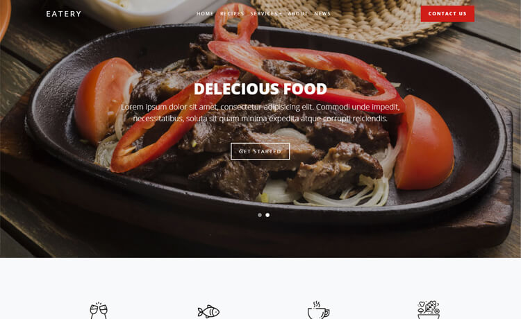 引人注目的最时尚的设计免费 Bootstrap 4 食谱菜谱厨师餐厅美食网站模板自适应HTML5网站模板免费下载