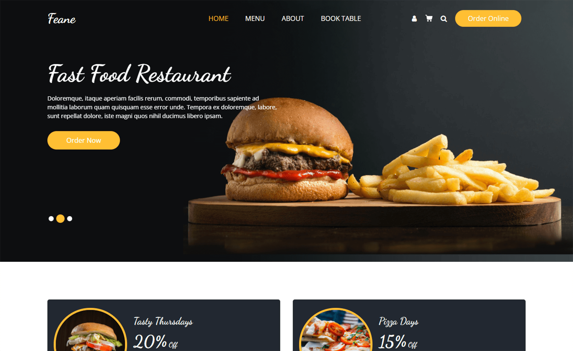 黑色背景餐饮业美食Bootstrap自适应HTML5网站模板免费下载