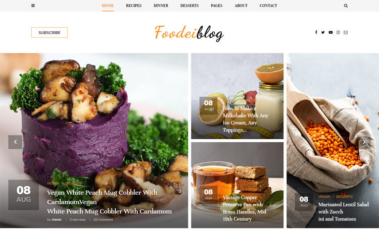 吸引眼球的外观免费 Bootstrap 4 响应食谱烹饪餐厅厨师美食食品网站模板自适应HTML5网站模板免费下载