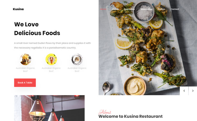 华丽的设计免费 Bootstrap 4 餐厅食品店酒吧咖啡馆美食网站模板自适应HTML5网站模板免费下载
