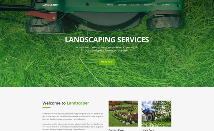 L景观设计师的免费 Bootstrap 园艺美化人造草坪服务园林建筑师园林绿化除割草机机构单页网站模板自适应HTML5网站模板免费下载