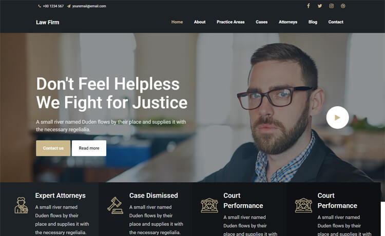 一个漂亮的免费 Bootstrap 4 律师事务所法律顾问维权网站模板自适应HTML5网站模板免费下载