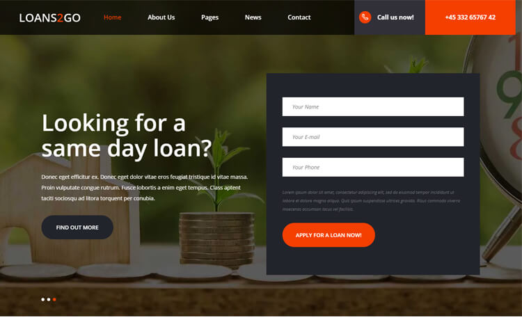 最新的技术免费的 Bootstrap 4 商业贷款银行金融网站模板自适应HTML5网站模板免费下载