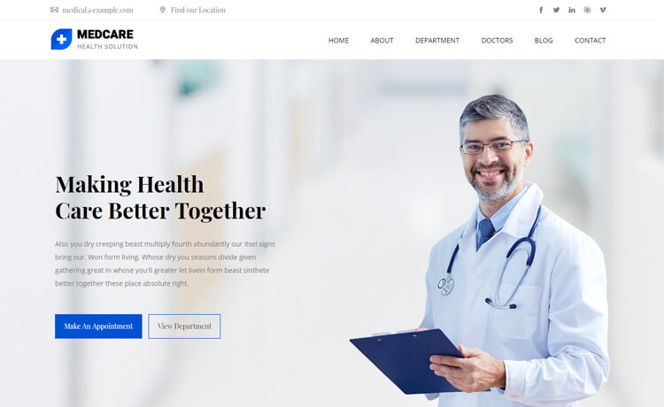 一个完美的主题免费 Bootstrap 4 门诊所医院医药牙医医生医学健康网站模板自适应HTML5网站模板免费下载