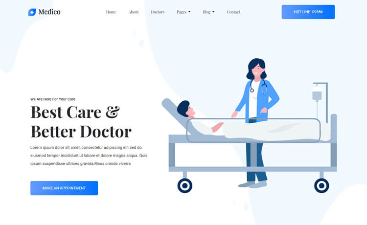 简洁、小巧而美观的外观免费的Bootstrap4响应医院医疗医生牙医网站模板自适应HTML5网站模板免费下载