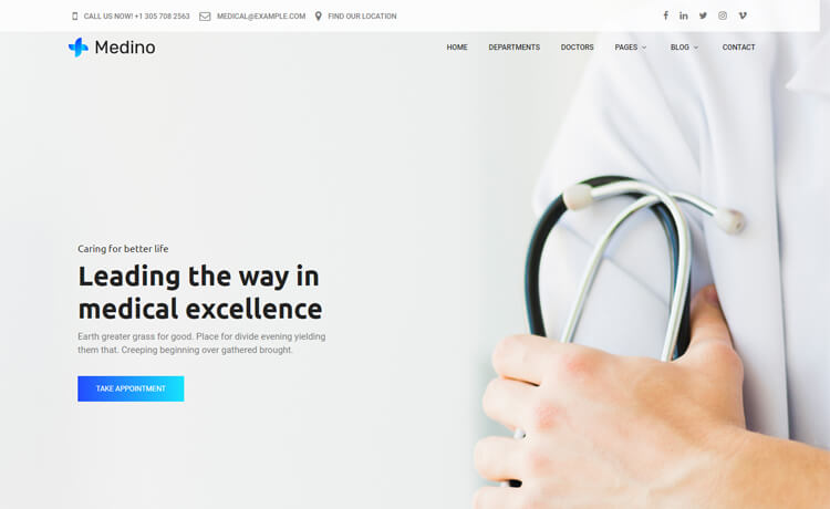 醒目的梯度设计免费的Bootstrap 4医学医疗器械门诊所医院医生牙医机构网站模板自适应HTML5网站模板免费下载