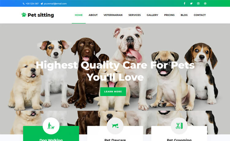 漂亮的网站皮肤免费 Bootstrap 4 宠物动物服务商业网站模板自适应HTML5网站模板免费下载