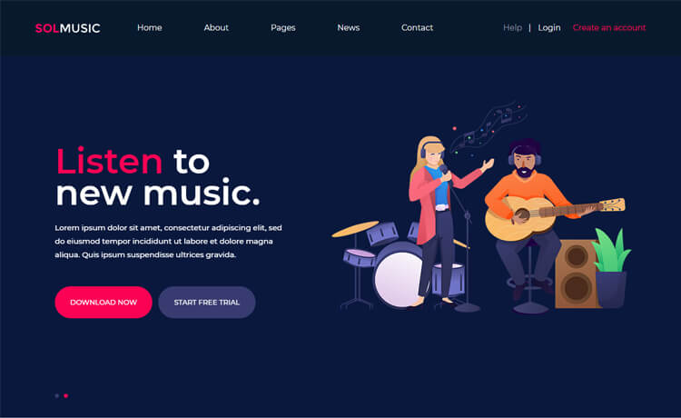 闪亮惊人的免费 Bootstrap 4 在线音乐流媒体文艺演出庆典网站模板自适应HTML5网站模板免费下载