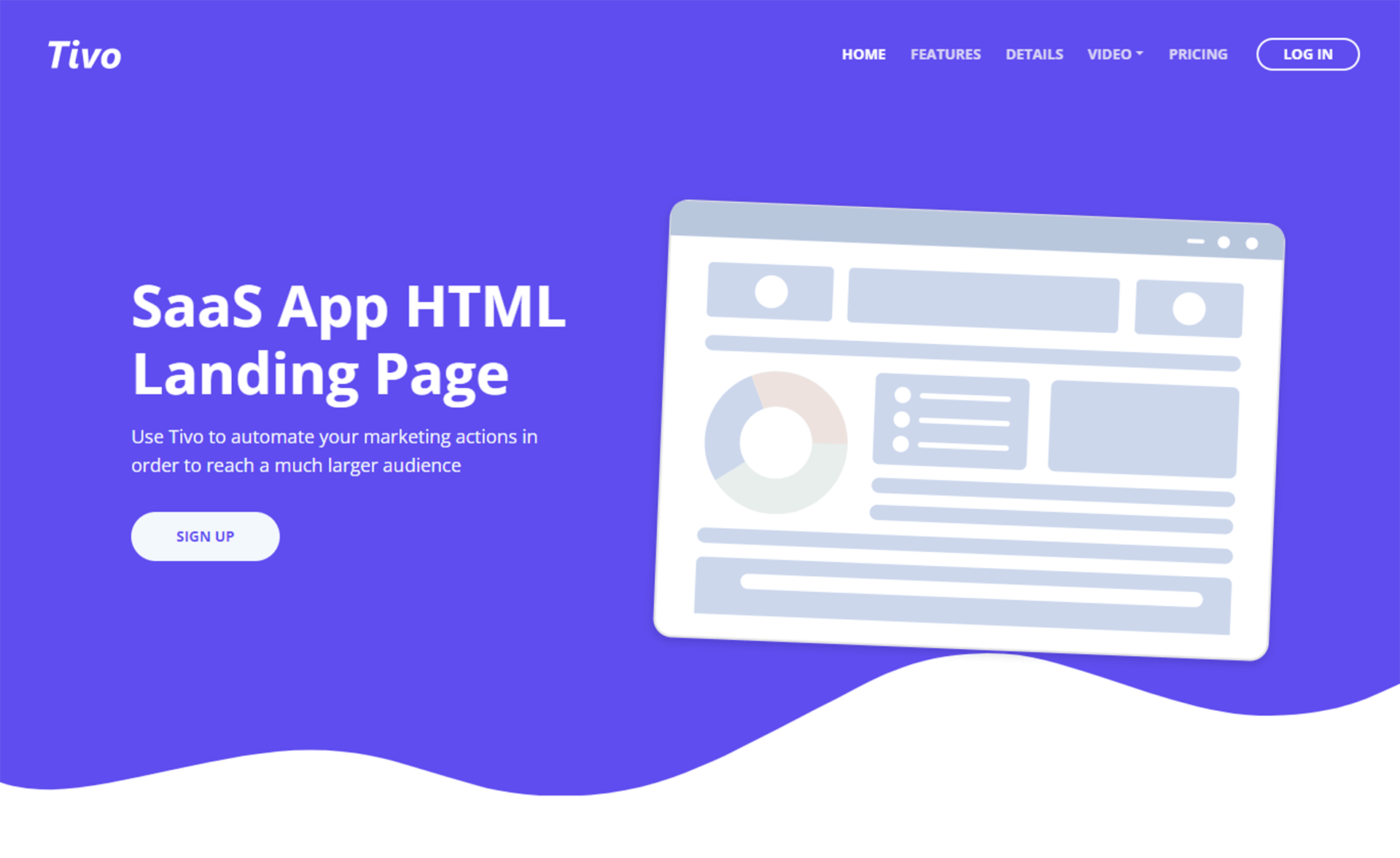 免费蓝色背景波浪风格 Bootstrap 4 HTML5落地页网站模板自适应HTML5网站模板免费下载